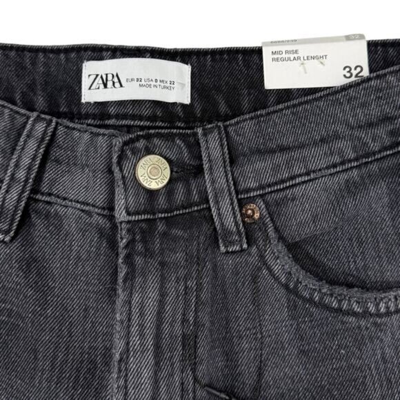 NWT ZARA New Straight Fit Printed Mid-Rise Jean Sz 0 - Picture 8 of 11